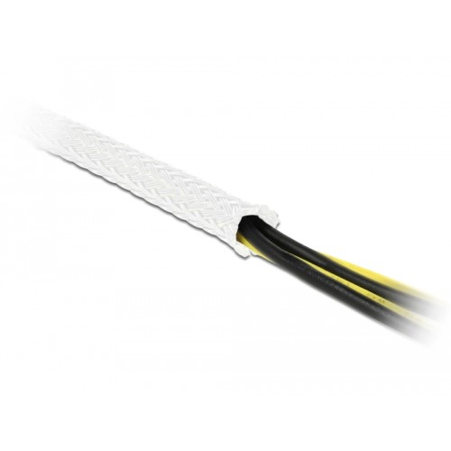 Delock Braided Sleeve stretchable 5 m x 12 mm white
