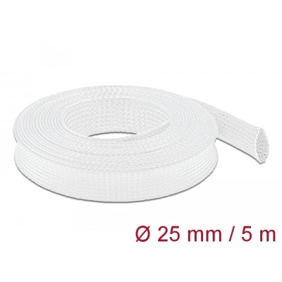 Delock Braided Sleeve stretchable 5 m x 25 mm white