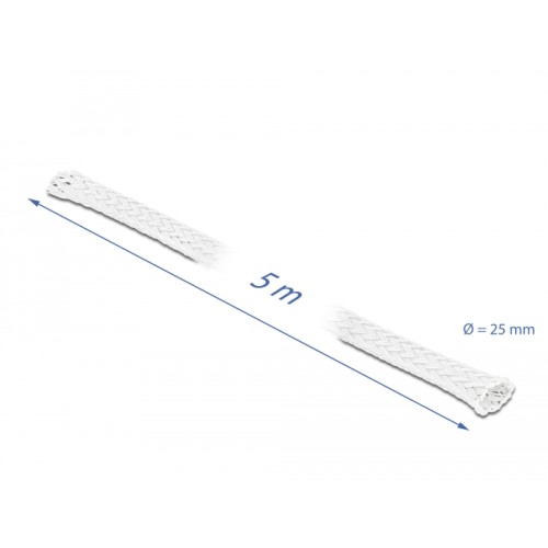 Delock Braided Sleeve stretchable 5 m x 25 mm white