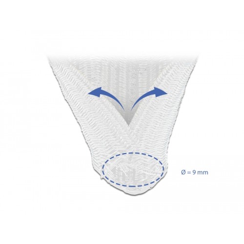 Delock Braided Sleeve self-closing 2 m x 9 mm white