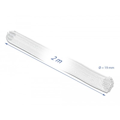 Delock Braided Sleeve with Hook-and-Loop Fastener 2 m x 19 mm white 2