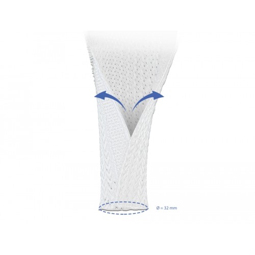 Delock Braided Sleeve with Hook-and-Loop Fastener 2 m x 32 mm white