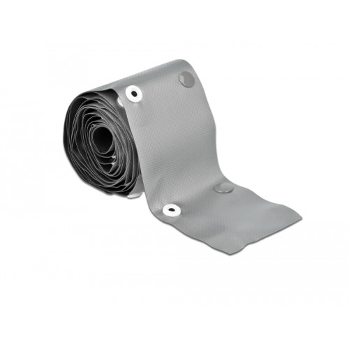 Delock Cable protection sleeve with snap button fastener heat-resistant 2 m x 10 mm grey / black