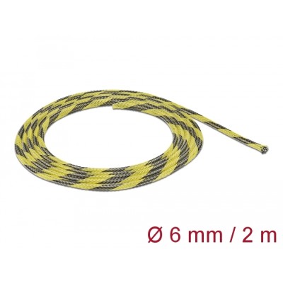 Delock Braided Sleeve stretchable 2 m x 6 mm black-yellow
