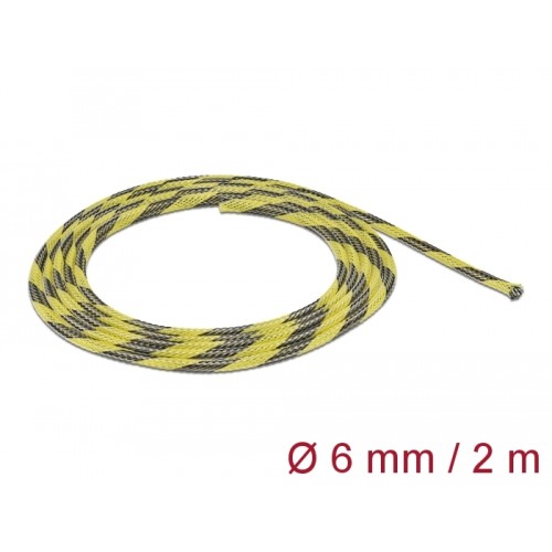 Delock Braided Sleeve stretchable 2 m x 6 mm black-yellow