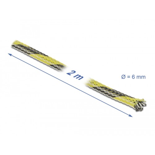 Delock Braided Sleeve stretchable 2 m x 6 mm black-yellow