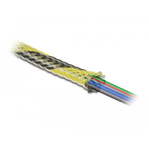 Delock Braided Sleeve stretchable 2 m x 6 mm black-yellow
