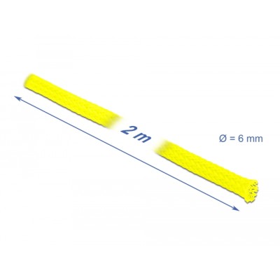 Delock Braided Sleeve stretchable 2 m x 6 mm yellow 2