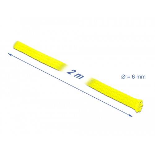 Delock Braided Sleeve stretchable 2 m x 6 mm yellow