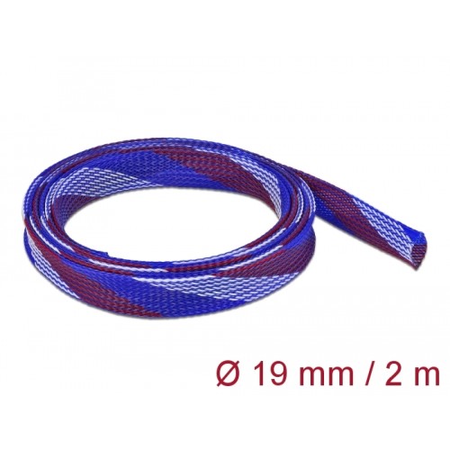 Delock Braided Sleeve stretchable 2 m x 19 mm blue-red-white