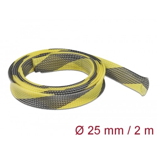 Delock Braided Sleeve stretchable 2 m x 25 mm black-yellow