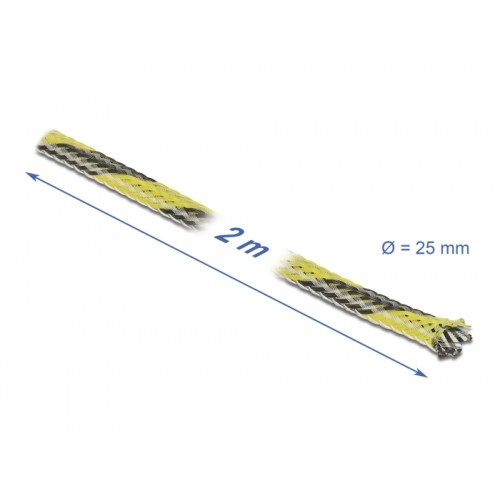 Delock Braided Sleeve stretchable 2 m x 25 mm black-yellow