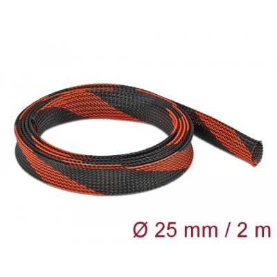 Delock Braided Sleeve stretchable 2 m x 25 mm black-red