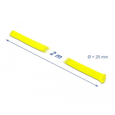 Delock Braided Sleeve stretchable 2 m x 25 mm yellow 2