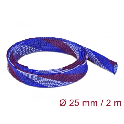 Delock Braided Sleeve stretchable 2 m x 25 mm blue-red-white