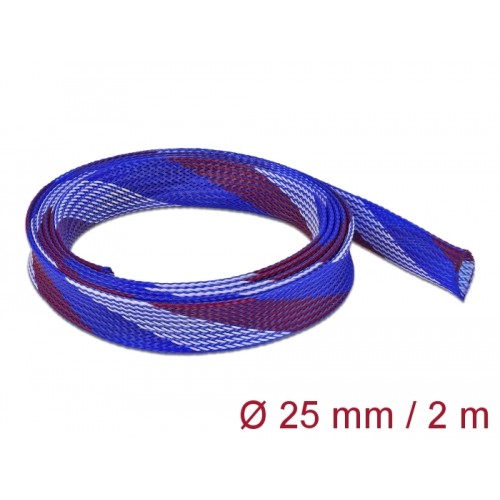 Delock Braided Sleeve stretchable 2 m x 25 mm blue-red-white