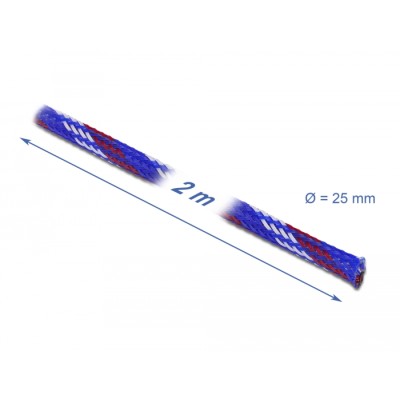 Delock Braided Sleeve stretchable 2 m x 25 mm blue-red-white 2