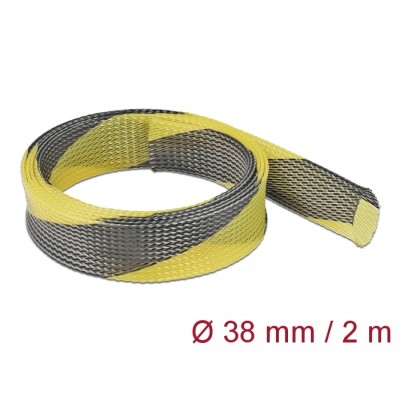 Delock Braided Sleeve stretchable 2 m x 38 mm black-yellow