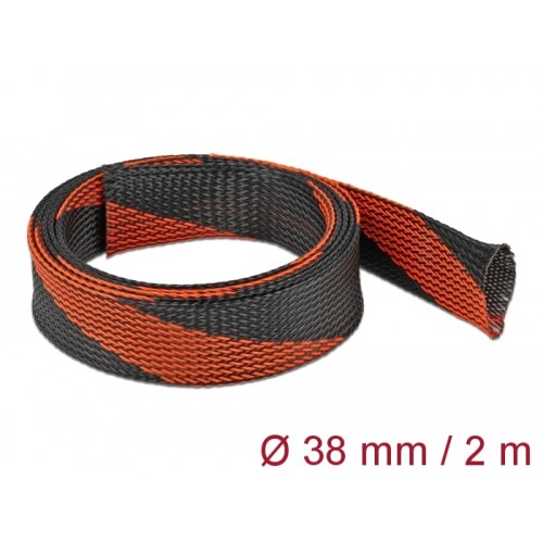 Delock Braided Sleeve stretchable 2 m x 38 mm black-red