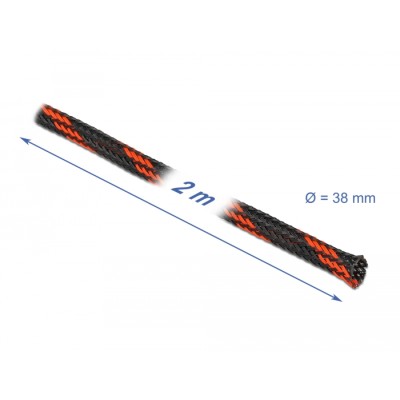 Delock Braided Sleeve stretchable 2 m x 38 mm black-red 2
