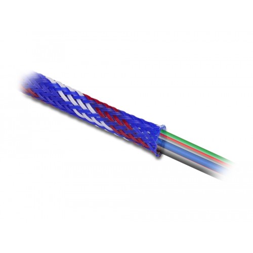 Delock Braided Sleeve stretchable 2 m x 38 mm blue-red-white