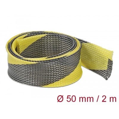 Delock Braided Sleeve stretchable 2 m x 50 mm black-yellow