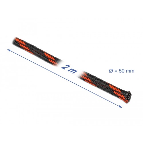 Delock Braided Sleeve stretchable 2 m x 50 mm black-red