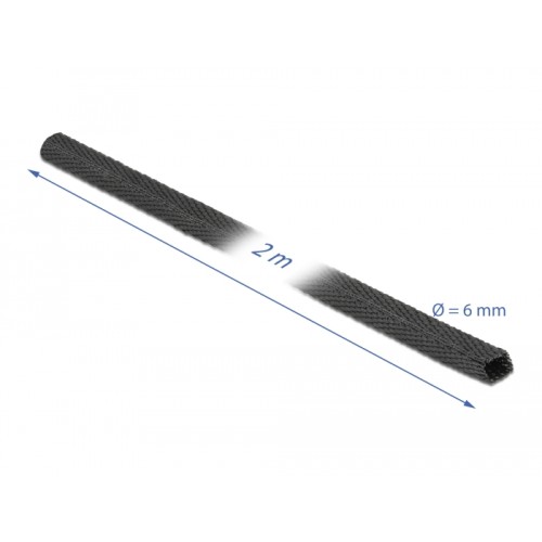 Delock Fabric heat shrink tube 2 m x 6 mm shrinkage ratio 2:1 black