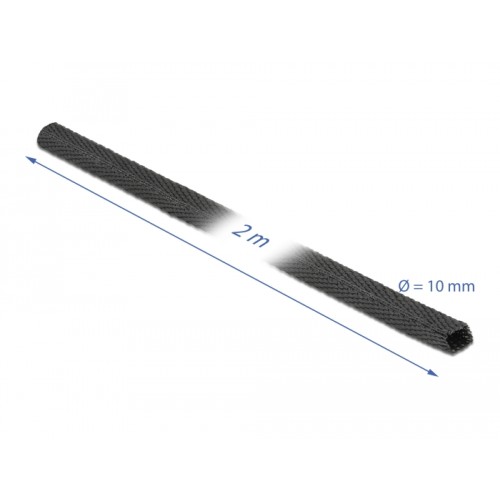 Delock Fabric heat shrink tube 2 m x 10 mm shrinkage ratio 2:1 black