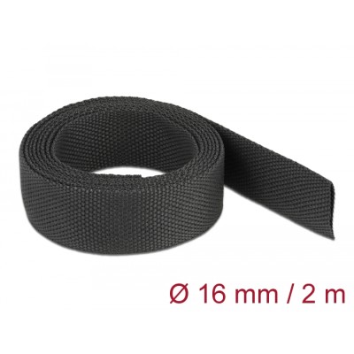 Delock Fabric heat shrink tube 2 m x 16 mm shrinkage ratio 2:1 black