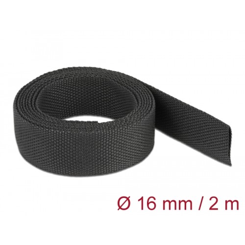 Delock Fabric heat shrink tube 2 m x 16 mm shrinkage ratio 2:1 black