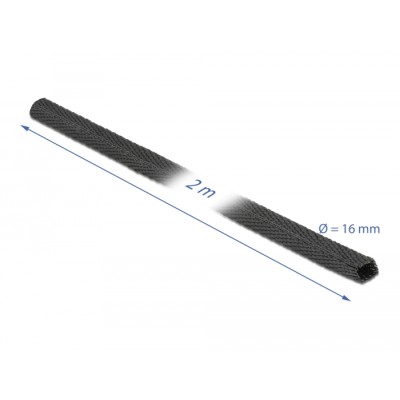 Delock Fabric heat shrink tube 2 m x 16 mm shrinkage ratio 2:1 black 2