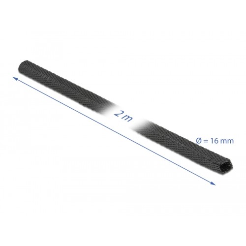 Delock Fabric heat shrink tube 2 m x 16 mm shrinkage ratio 2:1 black