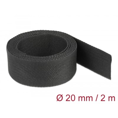 Delock Fabric heat shrink tube 2 m x 20 mm shrinkage ratio 2:1 black