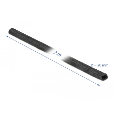 Delock Fabric heat shrink tube 2 m x 20 mm shrinkage ratio 2:1 black 2