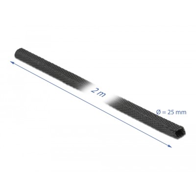 Delock Fabric heat shrink tube 2 m x 25 mm shrinkage ratio 2:1 black 2