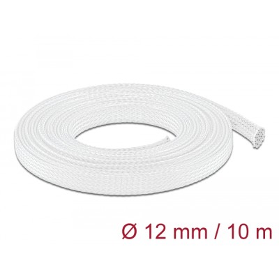 Delock Braided Sleeve stretchable 10 m x 12 mm white