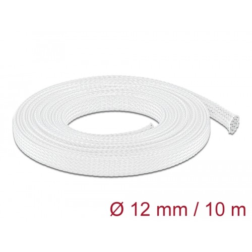 Delock Braided Sleeve stretchable 10 m x 12 mm white