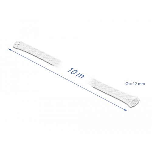 Delock Braided Sleeve stretchable 10 m x 12 mm white