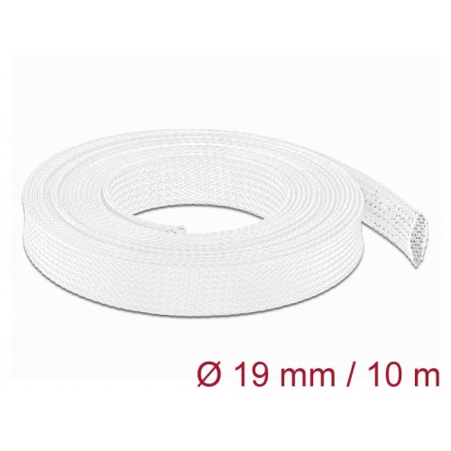 Delock Braided Sleeve stretchable 10 m x 19 mm white