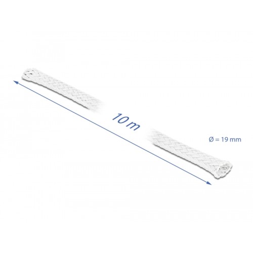 Delock Braided Sleeve stretchable 10 m x 19 mm white