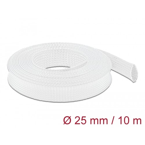 Delock Braided Sleeve stretchable 10 m x 25 mm white