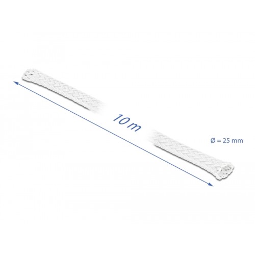 Delock Braided Sleeve stretchable 10 m x 25 mm white