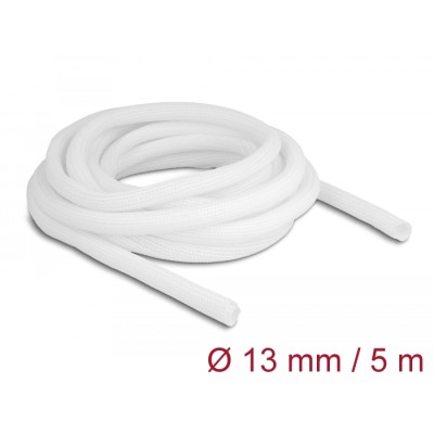 Delock Braided Sleeve self-closing 5 m x 13 mm white