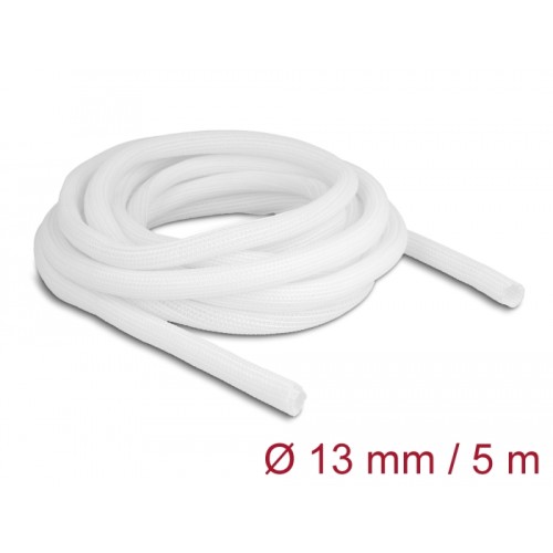 Delock Braided Sleeve self-closing 5 m x 13 mm white