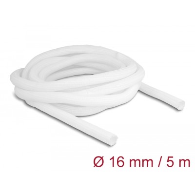 Delock Braided Sleeve self-closing 5 m x 16 mm white