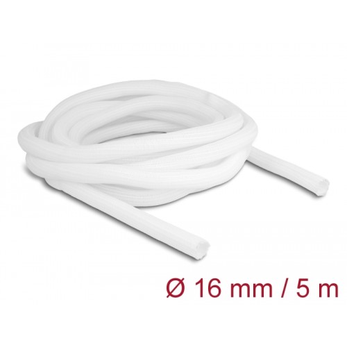 Delock Braided Sleeve self-closing 5 m x 16 mm white