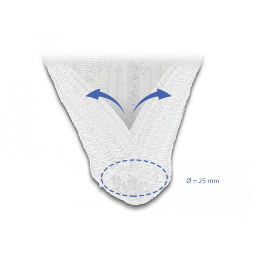 Delock Braided Sleeve self-closing 5 m x 25 mm white