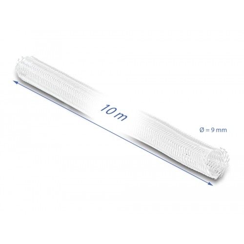 Delock Braided Sleeve self-closing 10 m x 9 mm white