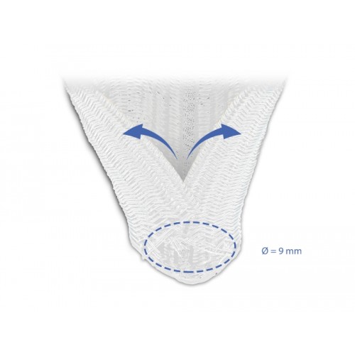 Delock Braided Sleeve self-closing 10 m x 9 mm white
